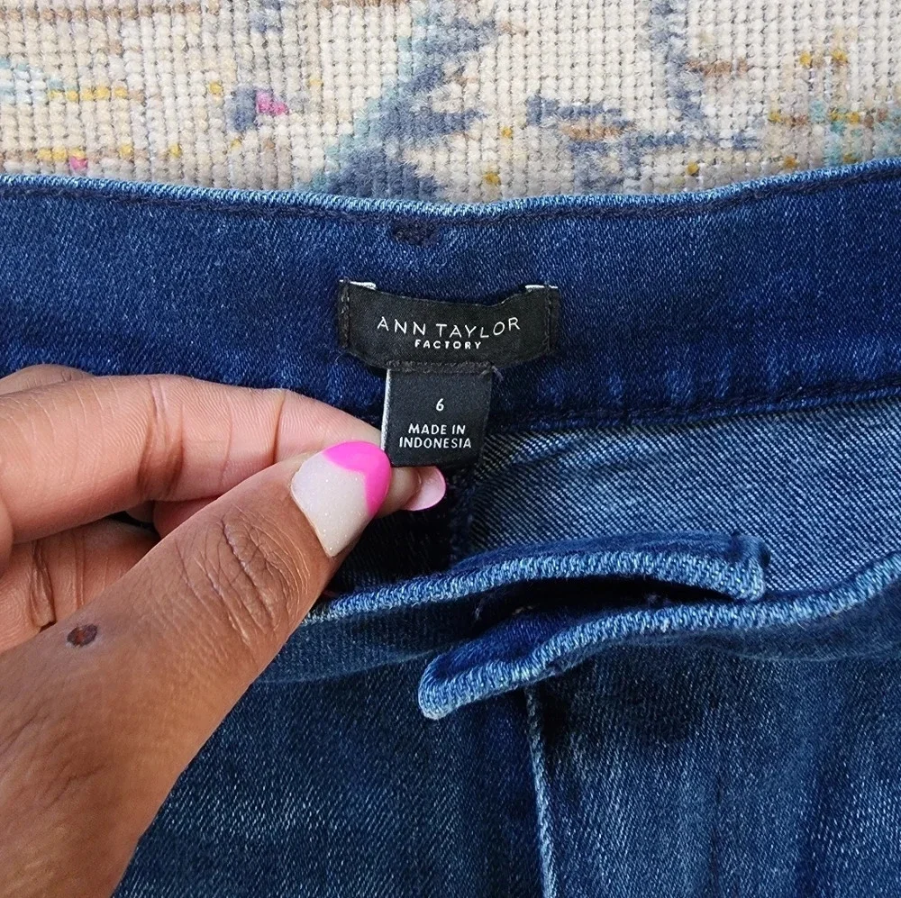 Ann Taylor Factor Denim Skinny Medium Denim Jeans Pants, sz 6